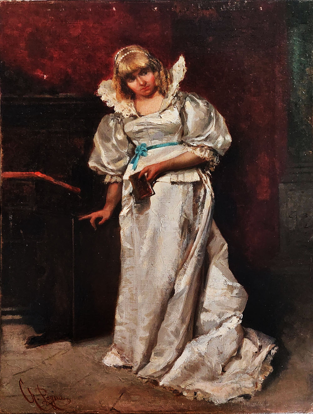 Giuseppe Pogna (1845-1907) — Ritratto di dama in costume seicentesco | Aste Dolomia