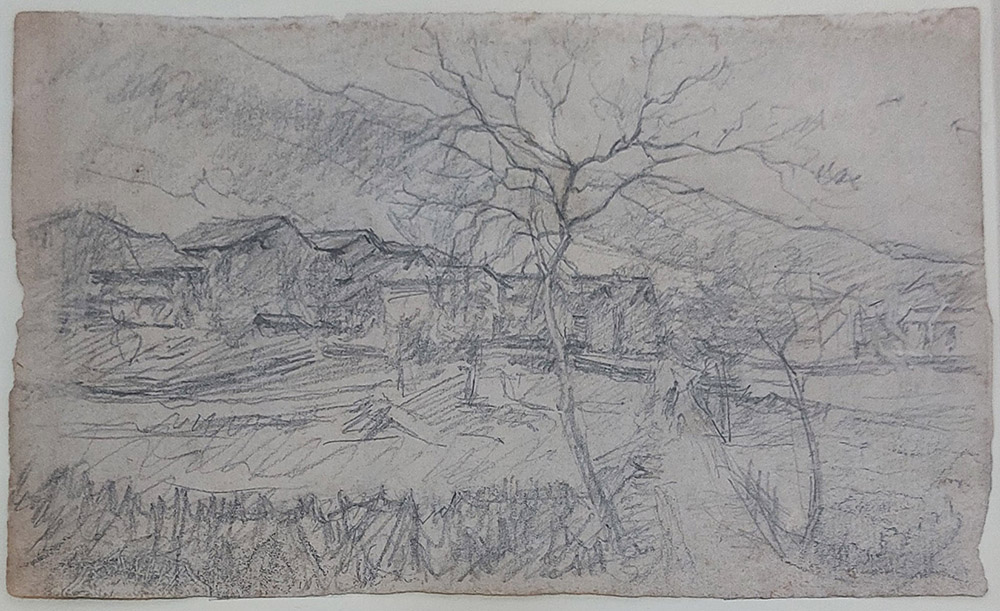 Bartolomeo Bezzi (1851-1923) — Paesaggio con case | Aste Dolomia
