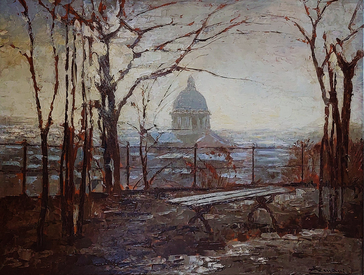 Ernesto Giuliano Armani (1898-1986) — Roma d'inverno dalla passeggiata del Pincio | Aste Dolomia